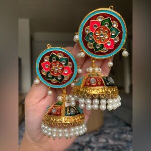 Colorful Meenakari Jhumka Earrings